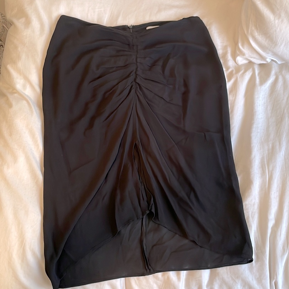 H&M Black High-Low Ruched Midi Skirt